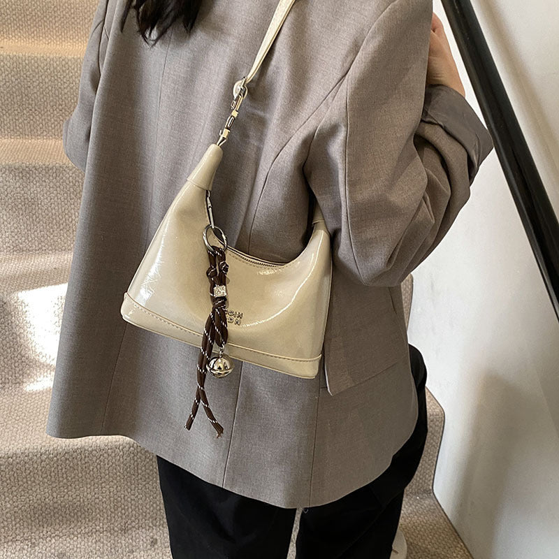 Sac à bandoulière en PU style rétro, simple, 20,5 x 9,5 x 20 cm
