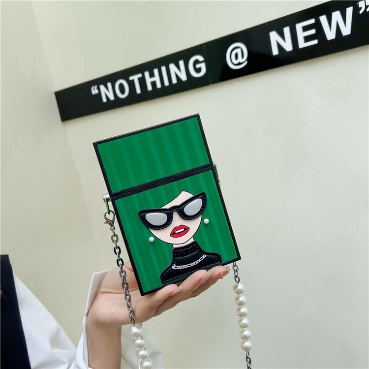Retro Chain Shoulder Bag with PU Lining - White, Green, Black, 10.2x15x4.8cm