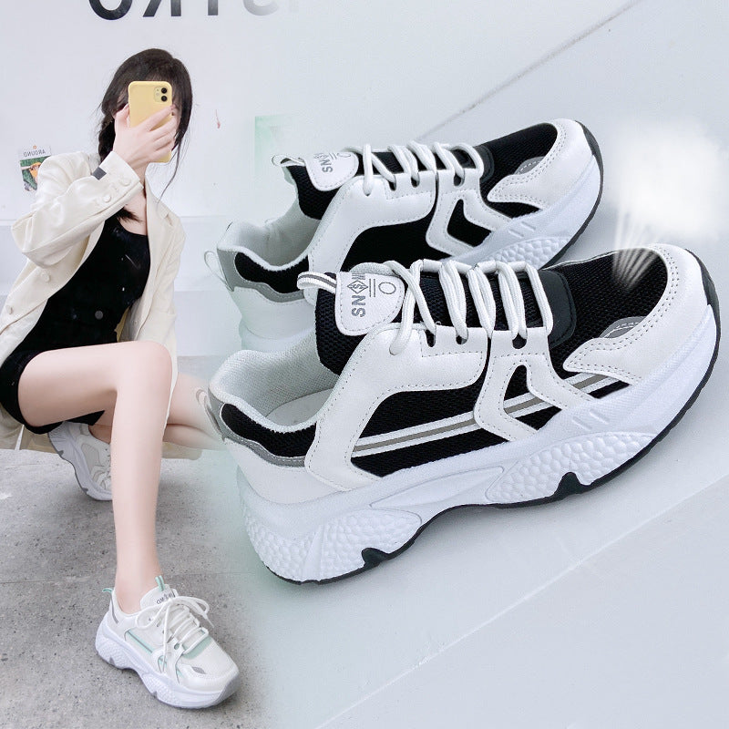 Chaussures de sport décontractées à plateforme en maille respirante pour femme