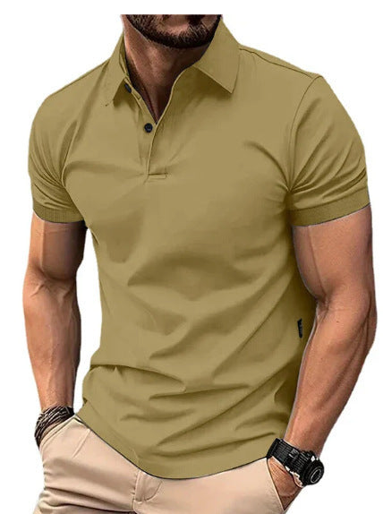 High Sense Casual Solid Color Short Sleeve Shirt with Buttons