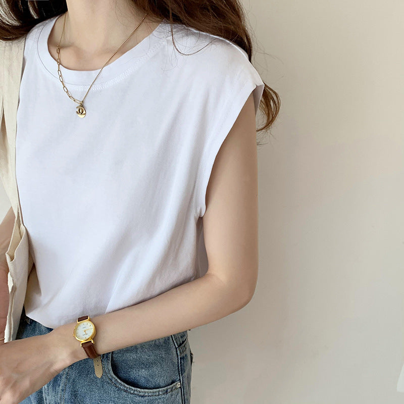 Fashion Black Vest T-Shirt Top Outerwear
