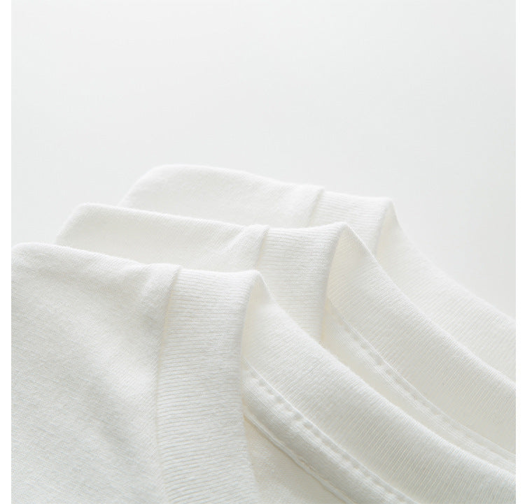 Heavy Industry White Cotton Small Neckline T-Shirt
