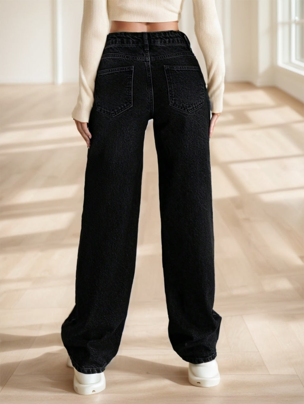 CasuGlow Jean droit décontracté en polyester