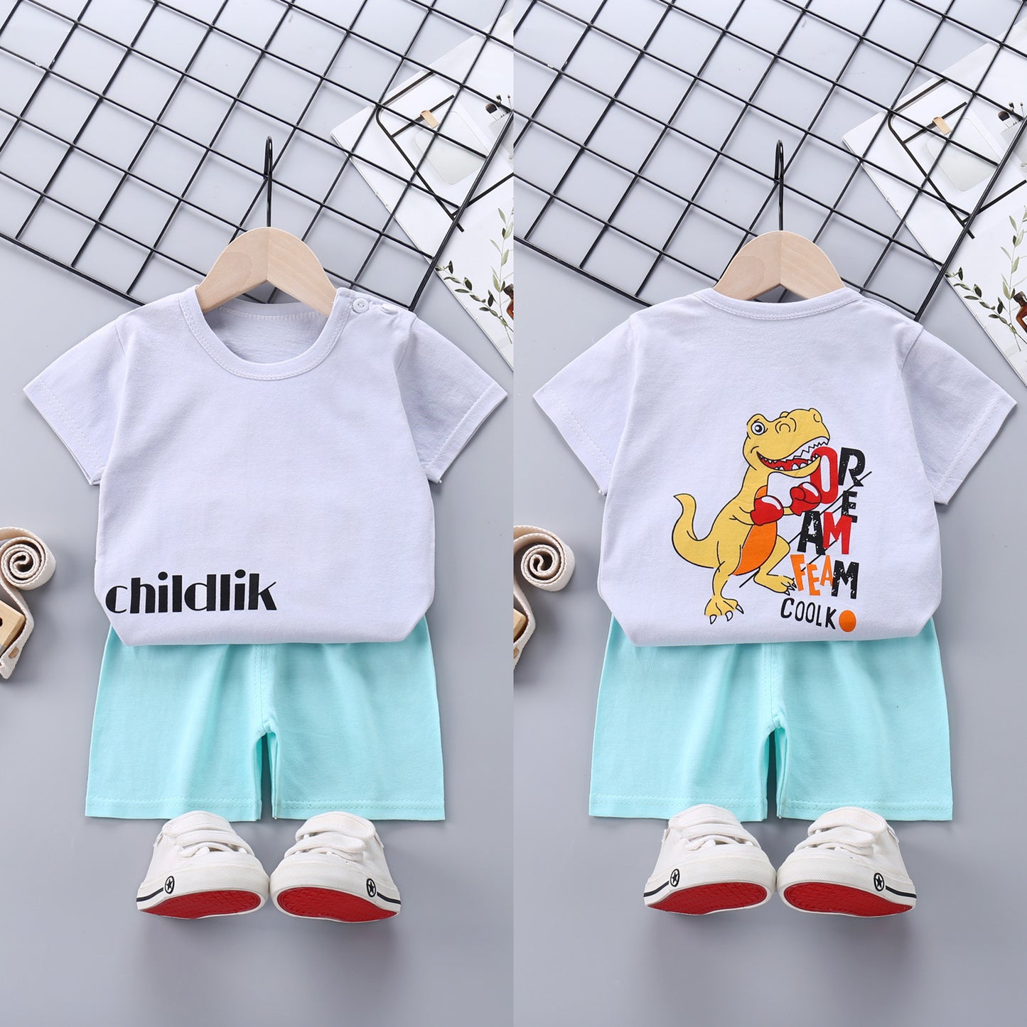 Children's Short-sleeved Suit Pure Cotton T-shirt Shorts