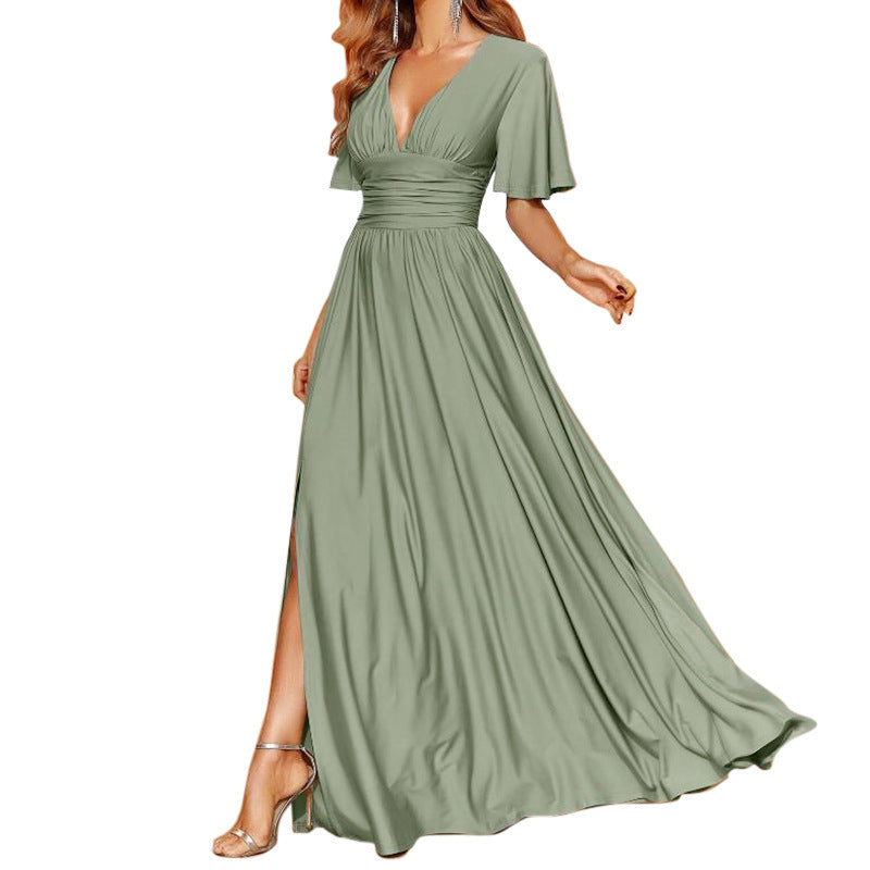 Elegant High-End Sleeveless Long V-Neck Dress for Women