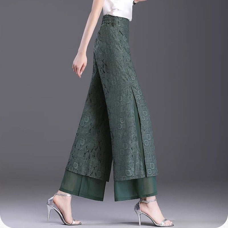 Irregular Style Split Pants Thin High Waist Loose