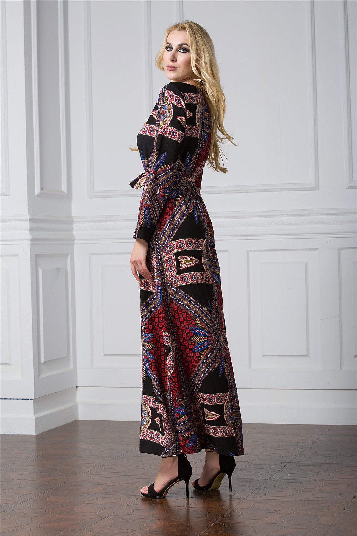 Plus Size Vintage Colorful Long Loose Abaya Dress