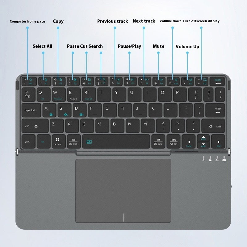 Gray Wireless Bluetooth Folding Keyboard for Phablet