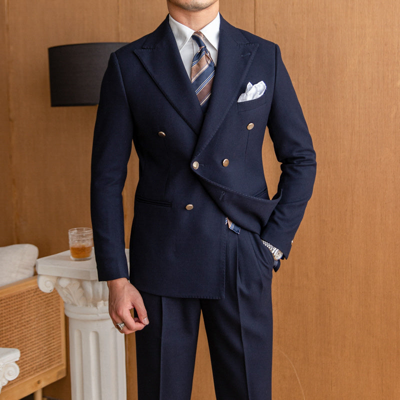 Costume croisé slim blanc cassé pour homme avec veste et pantalon
