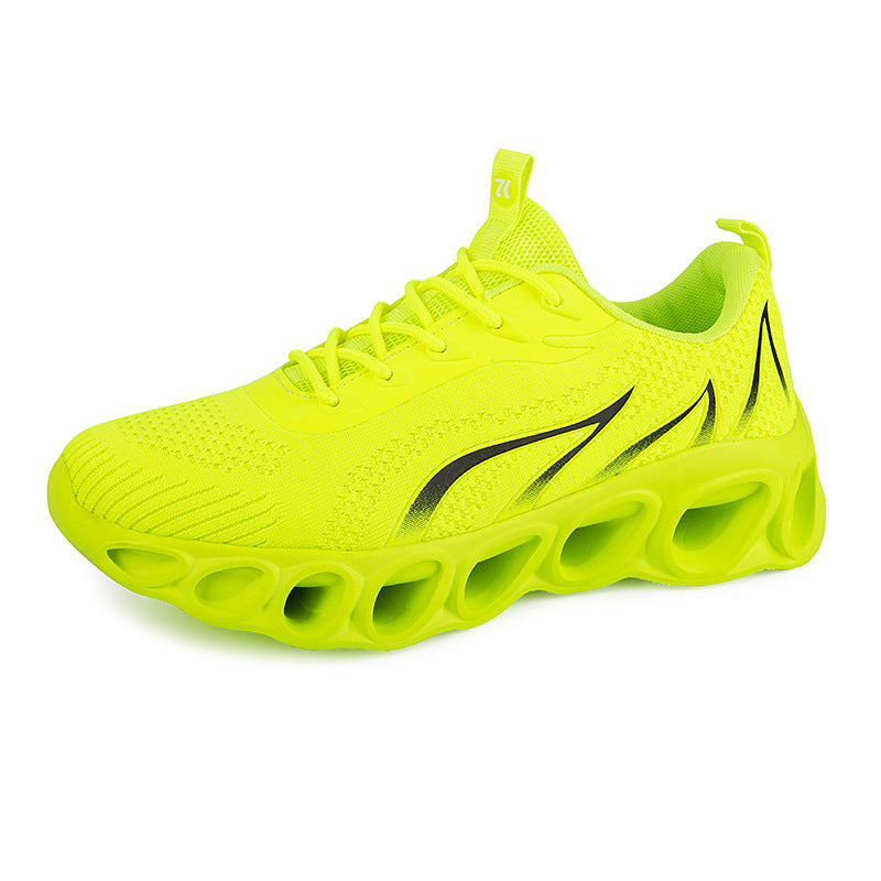 Chaussures de sport basses vert fluo extra larges pour hommes