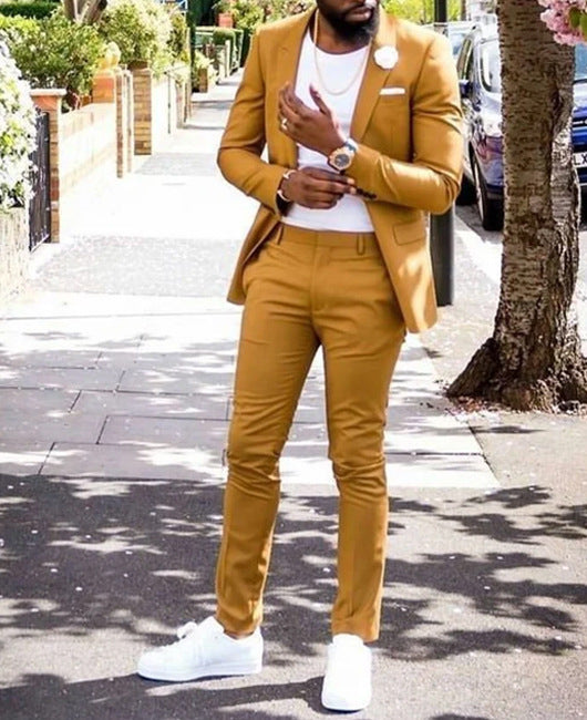Two-Piece Digital Print Suit with Two Buttons, Regular Fit, Multiple Sizes