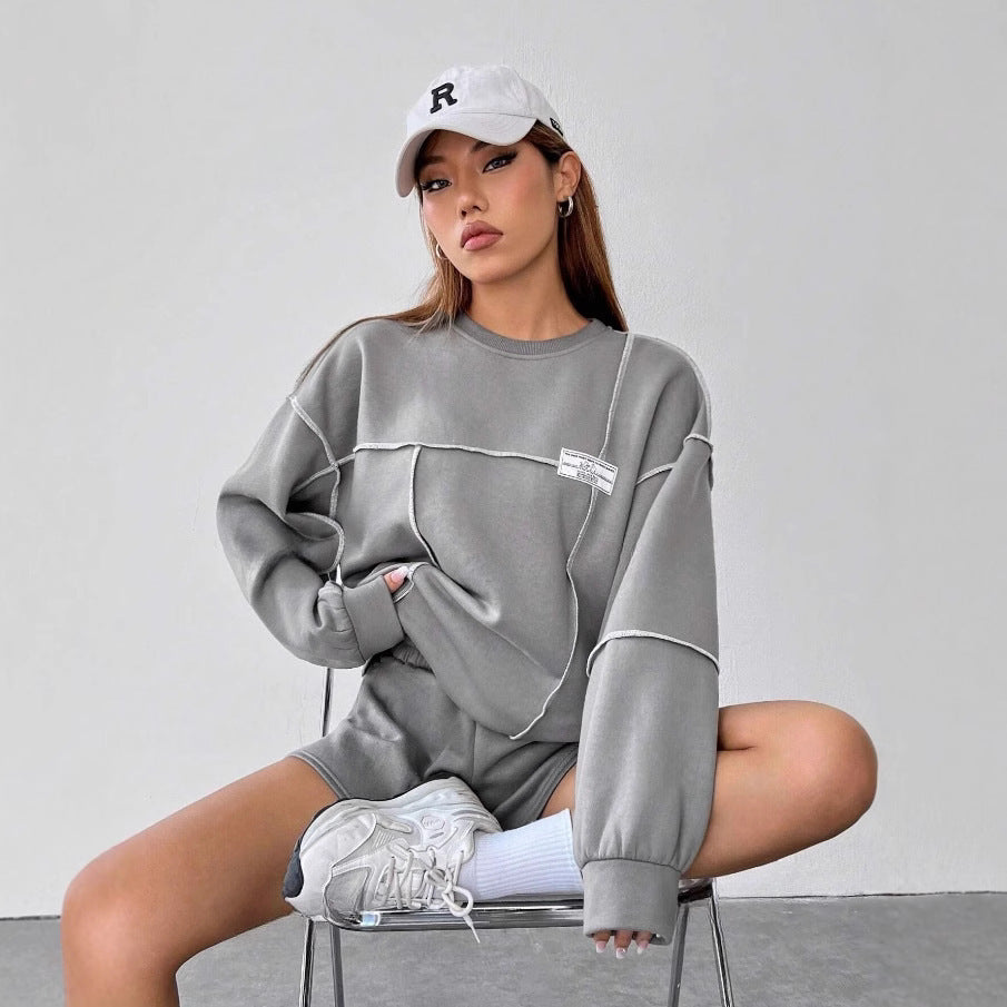 Loose Casual Round Neck Lantern Sleeve Women's Sweater