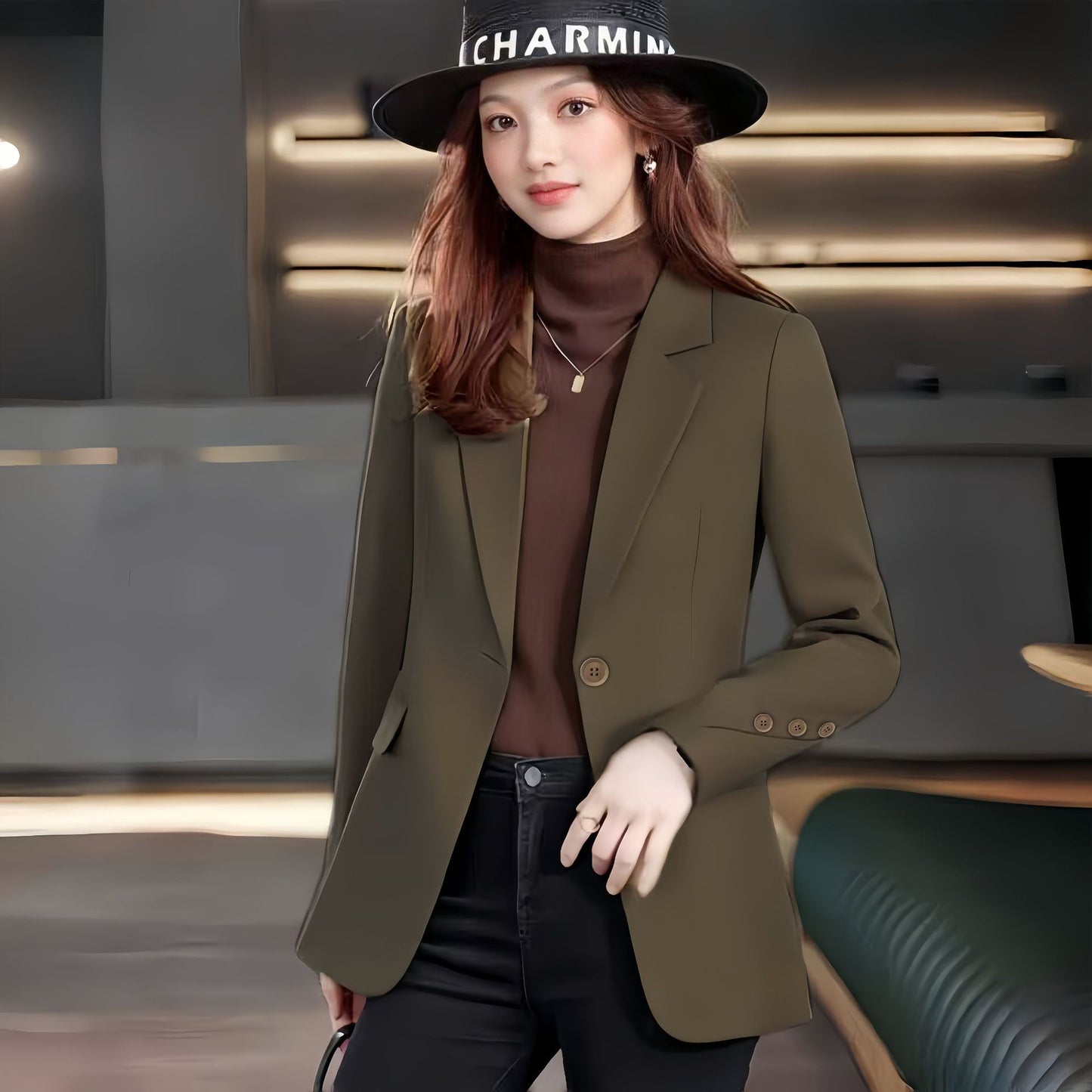 Loose Spring And Autumn High-grade Female Brown Suit