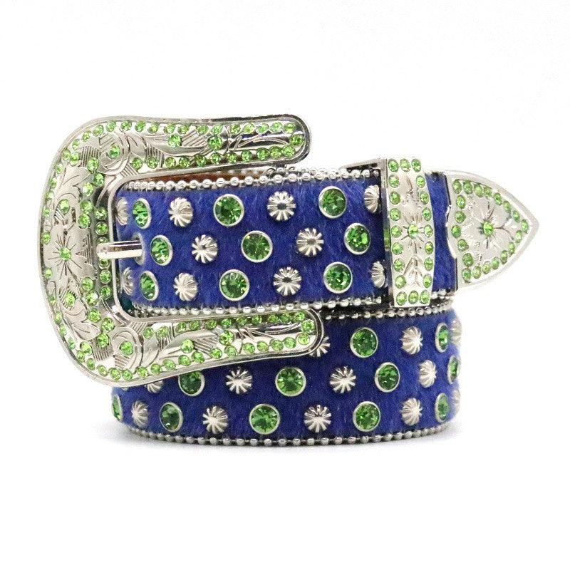 Handmade Fashion Diamond PU Leather Belt for Men and Women