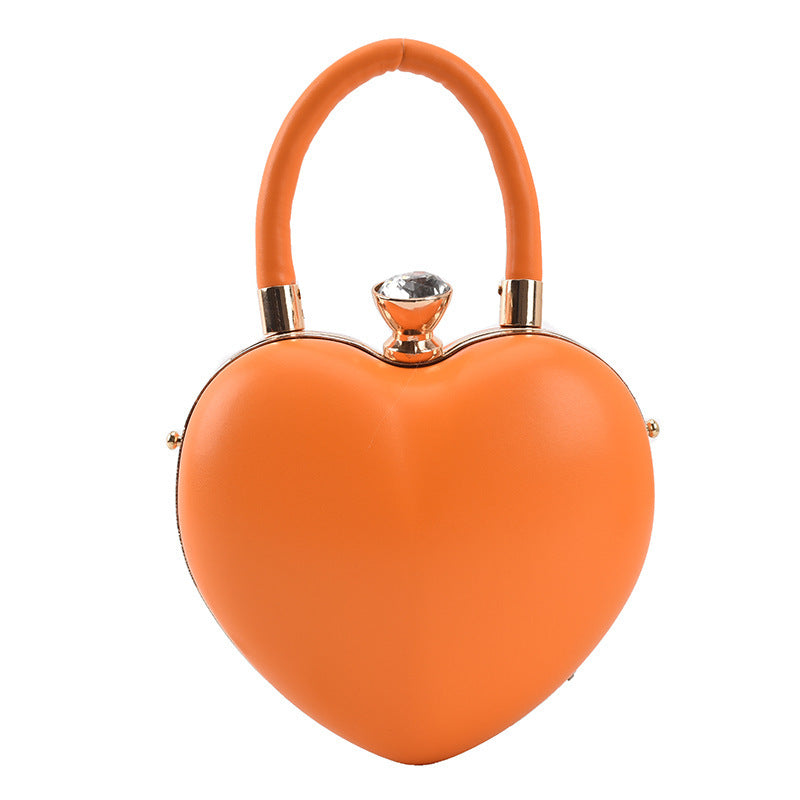 Sac à bandoulière en forme de cœur de style occidental, petit, avec chaîne, couleurs bonbon