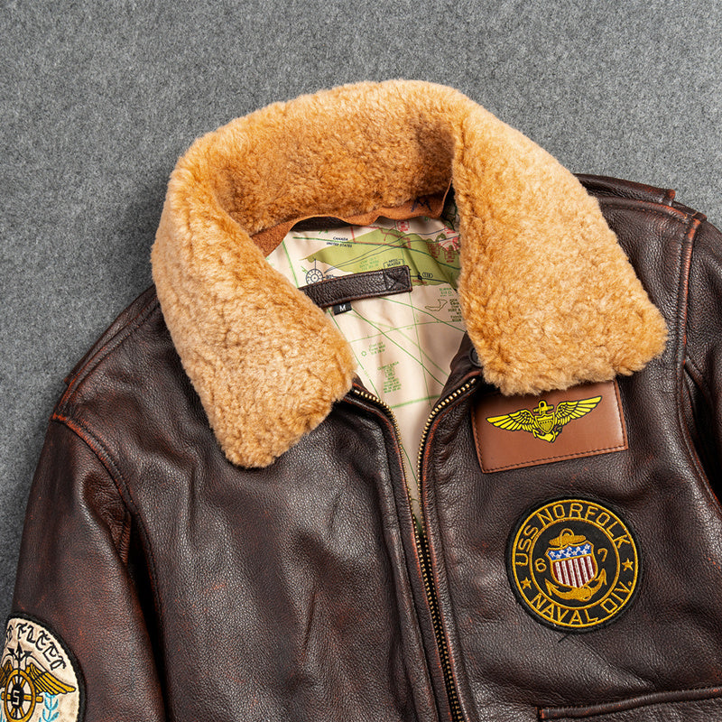 Blouson de moto en cuir véritable première couche pour homme avec col amovible