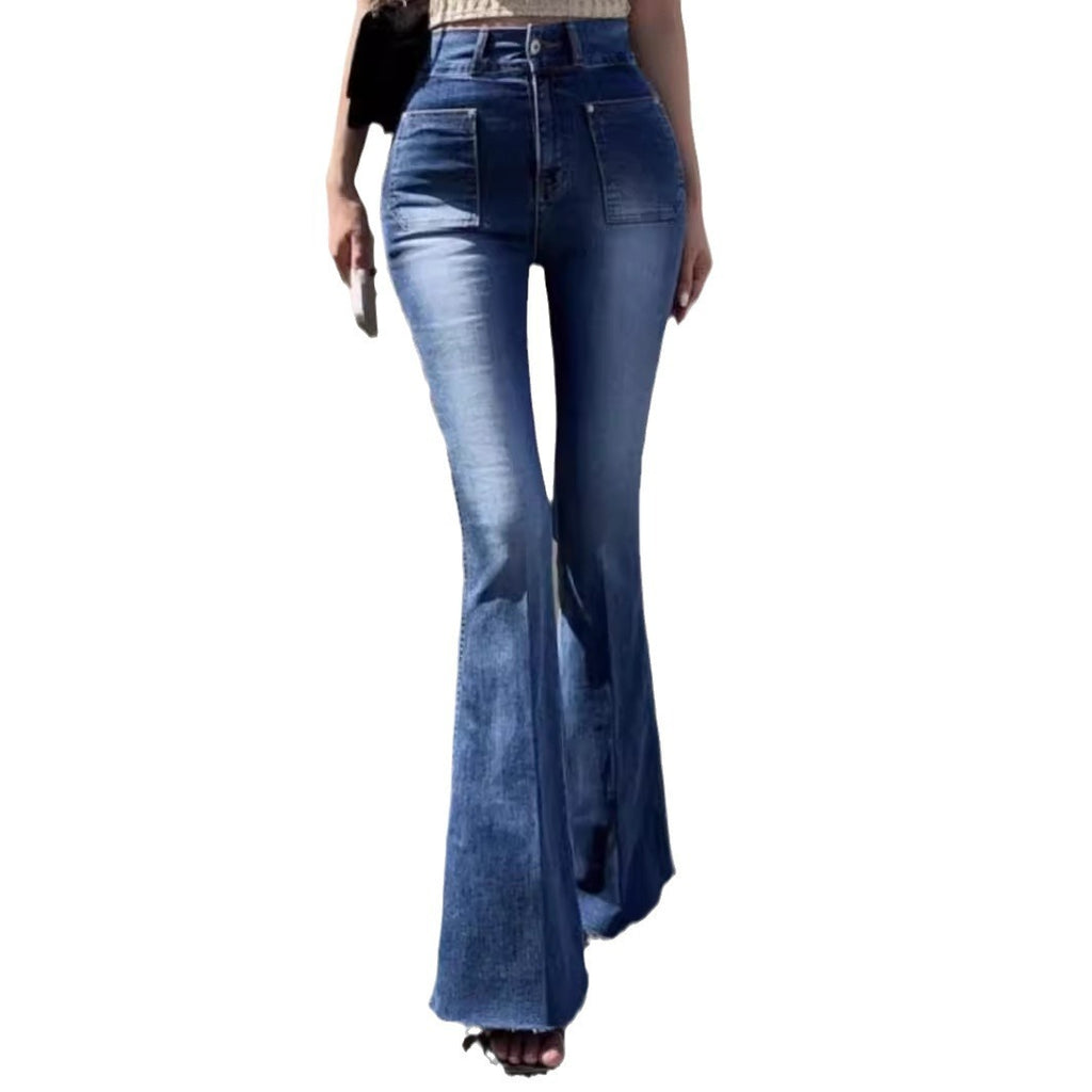 High Waist Retro Straight-Leg Denim Pants
