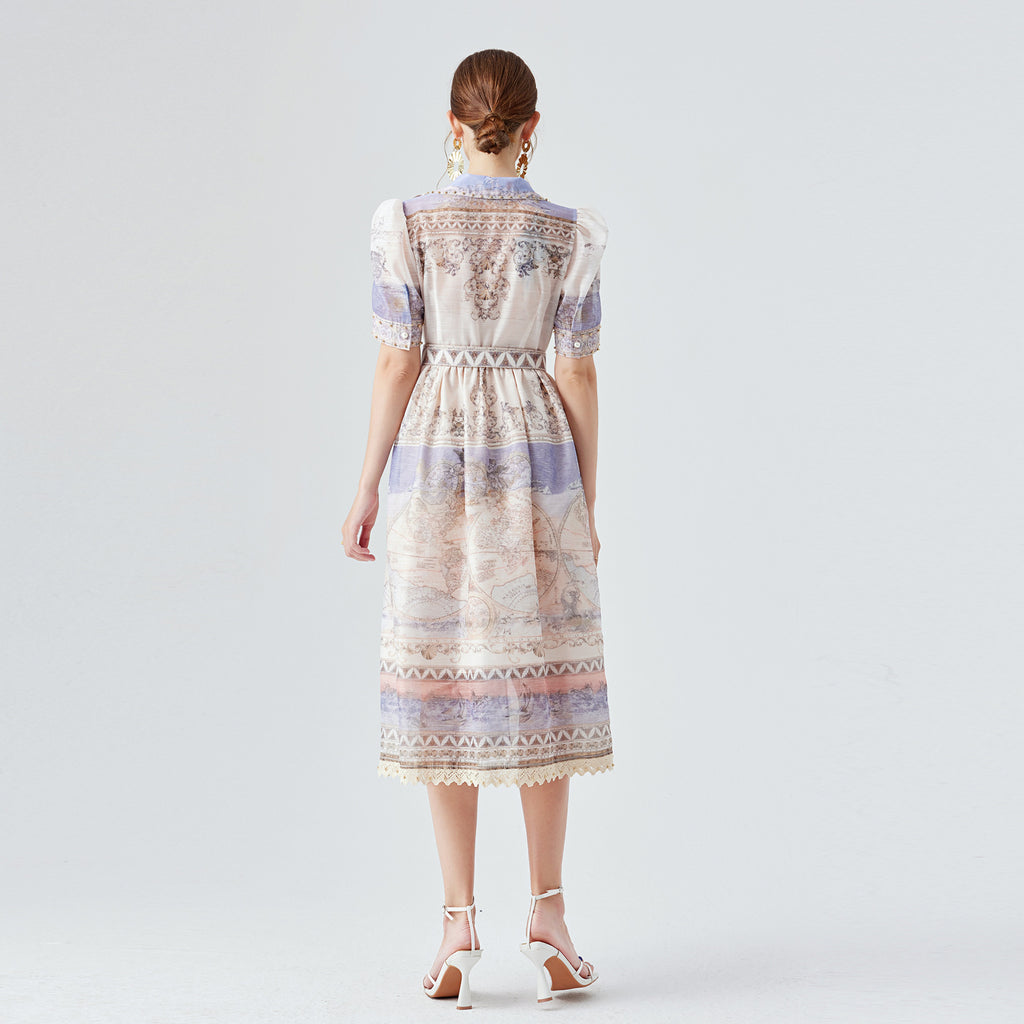 Australian Luxury Midi Dress with Stitching Lace and Beaded Details