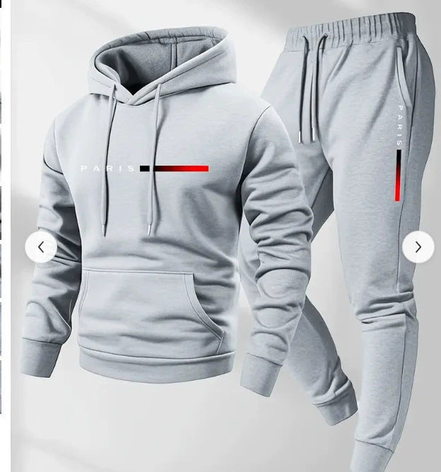 Loose Letter Sweater Coat with Long Sleeve Trousers Set