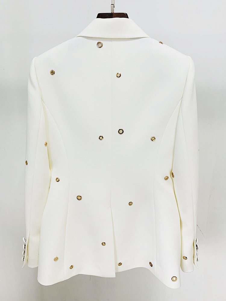 Ensemble deux pièces veste et pantalon en polyester blanc