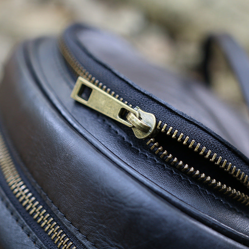 Handmade Black Skull Vegetable Tanned Leather Bag
