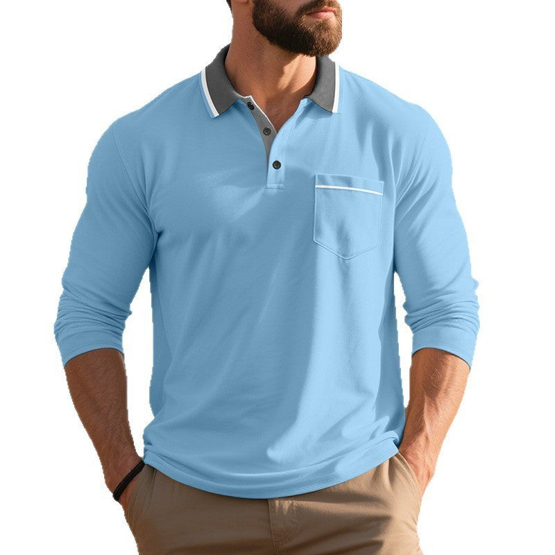 Men's Long-Sleeve Polo Shirt for Spring and Autumn