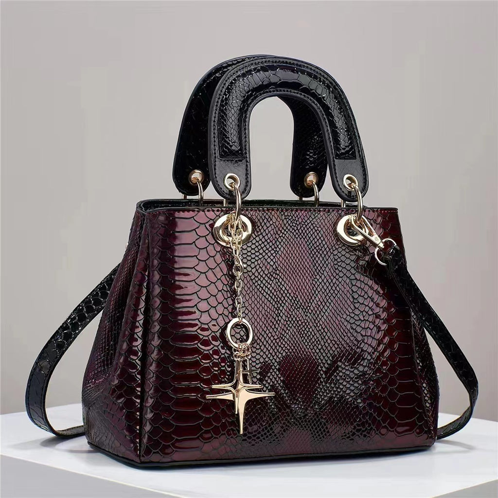 Women's All-Match Crocodile Pattern PU Shoulder Messenger Bag 26x12x18CM