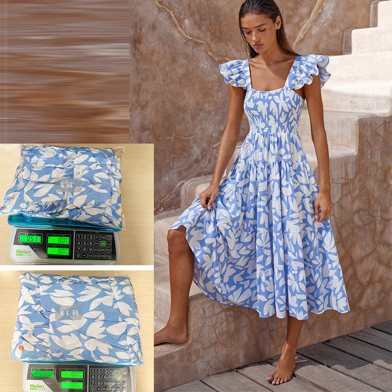 European And American Style Women Floral Print Bohemian Dress