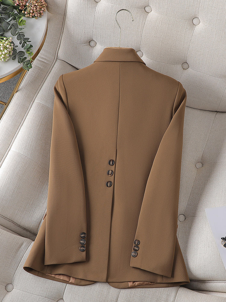Women's Casual Long Sleeve Suit Jacket in Blue, Pink, Black & Coffee Polyester