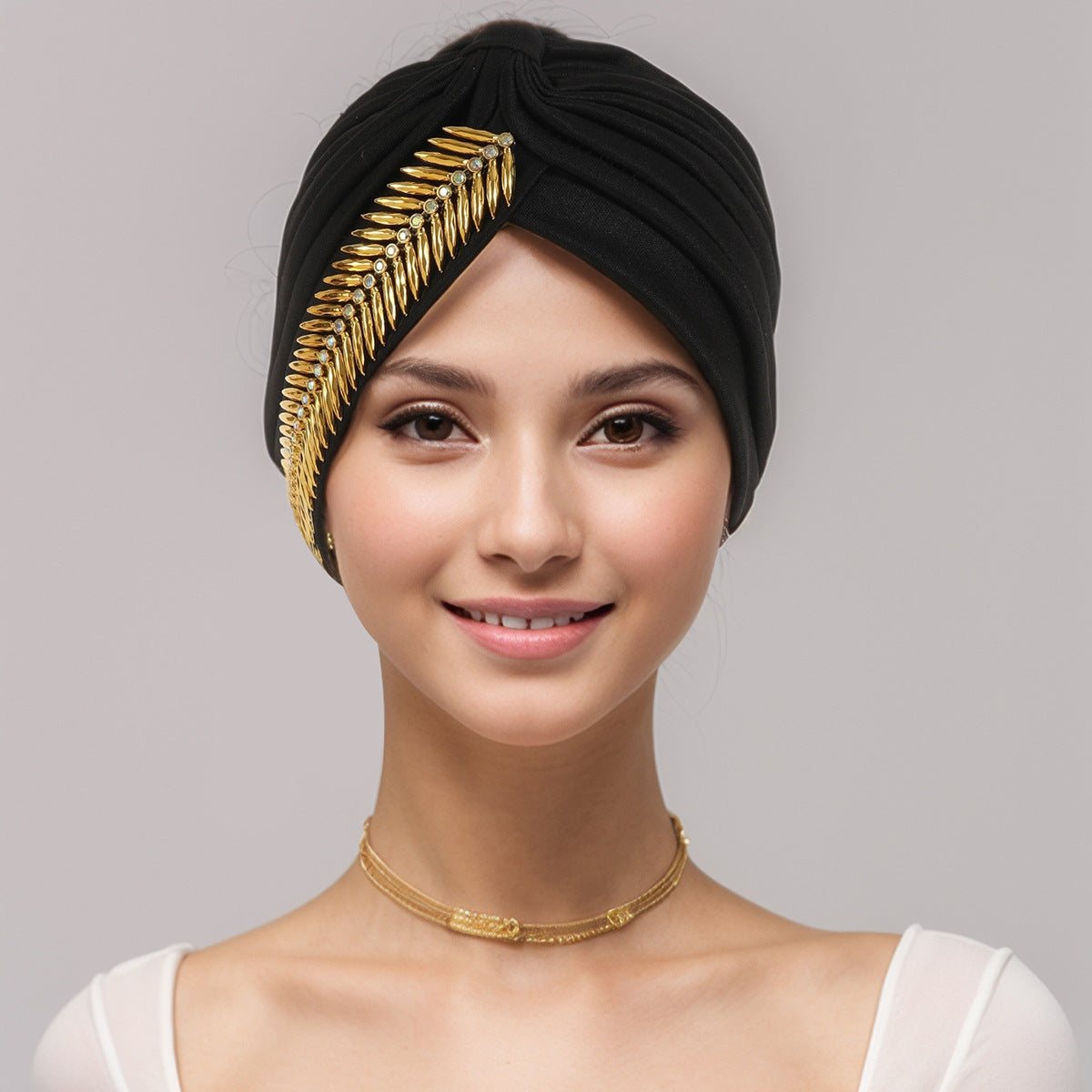 Turban plissé à strass pour femmes, bonnet élastique, foulard de Ramadan, bonnet chimio, chapeau africain