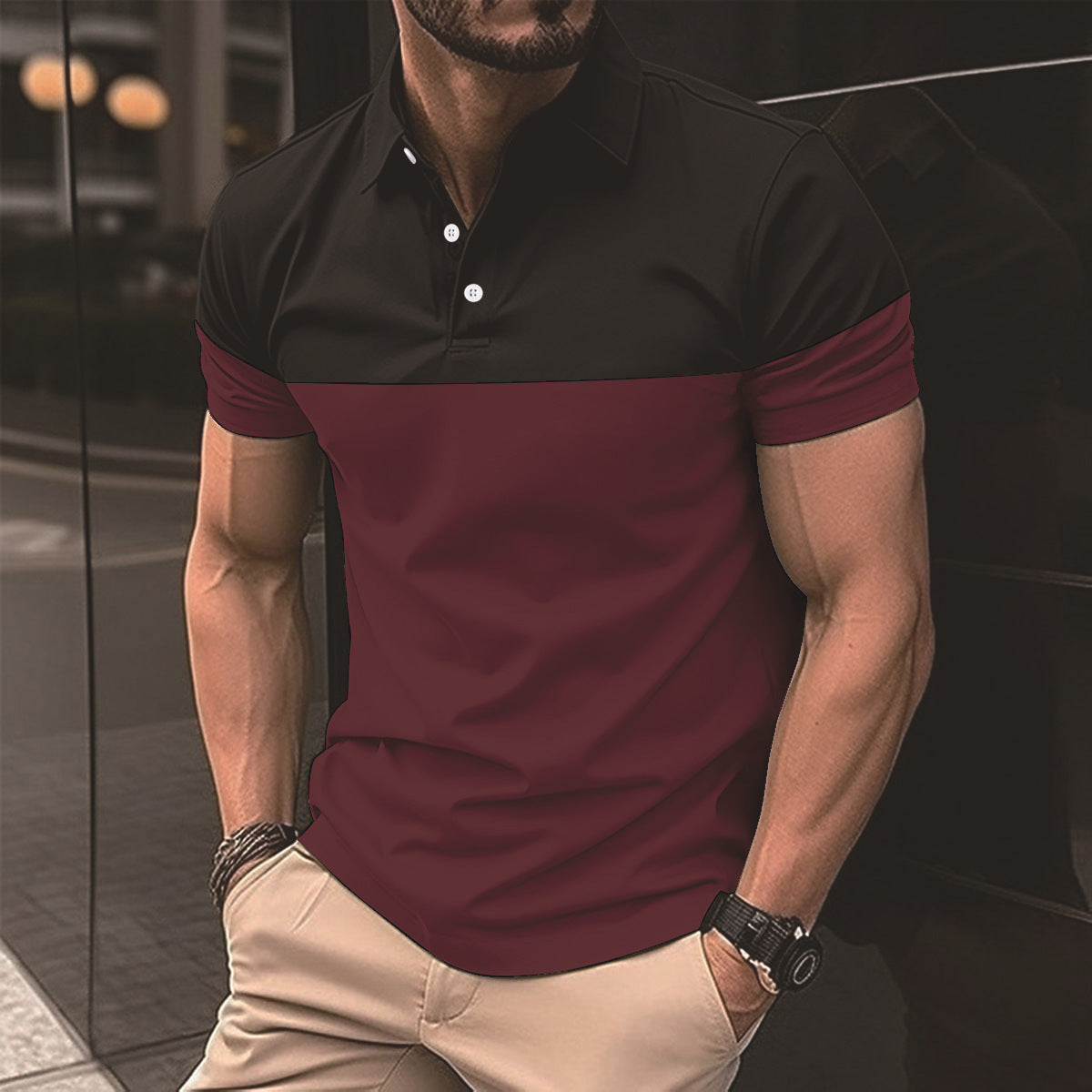 تي شيرت بولو رجالي بأكمام قصيرة كاجوال