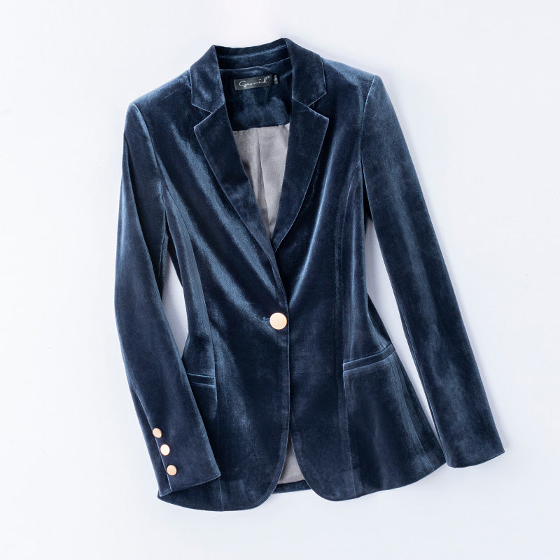 Veste de costume en velours doré haut de gamme pour femme