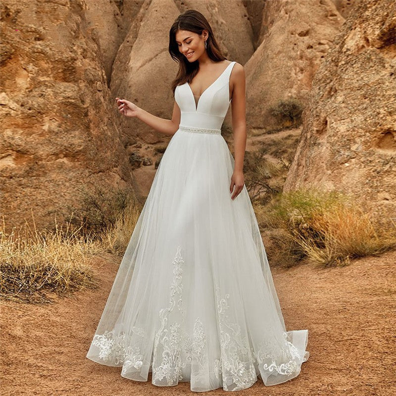 Robe de mariée blanche deux-pièces détachable