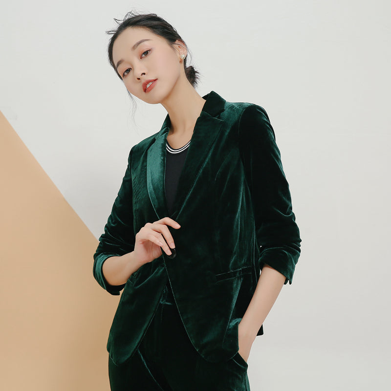 Veste de costume professionnelle en velours coupe ajustée, taille S