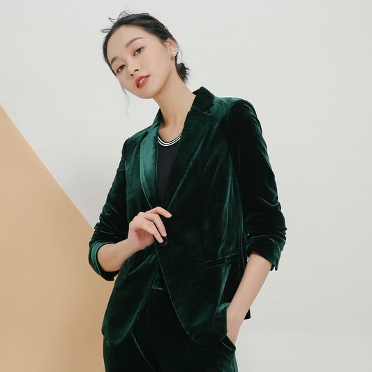 Veste de costume professionnelle en velours coupe ajustée, taille S