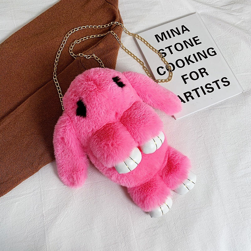 Rabbit Kids Plush Messenger Bag with Chain