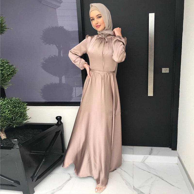 Saudi Middle East Muslim Cross-Border Long High-Waist Dress
