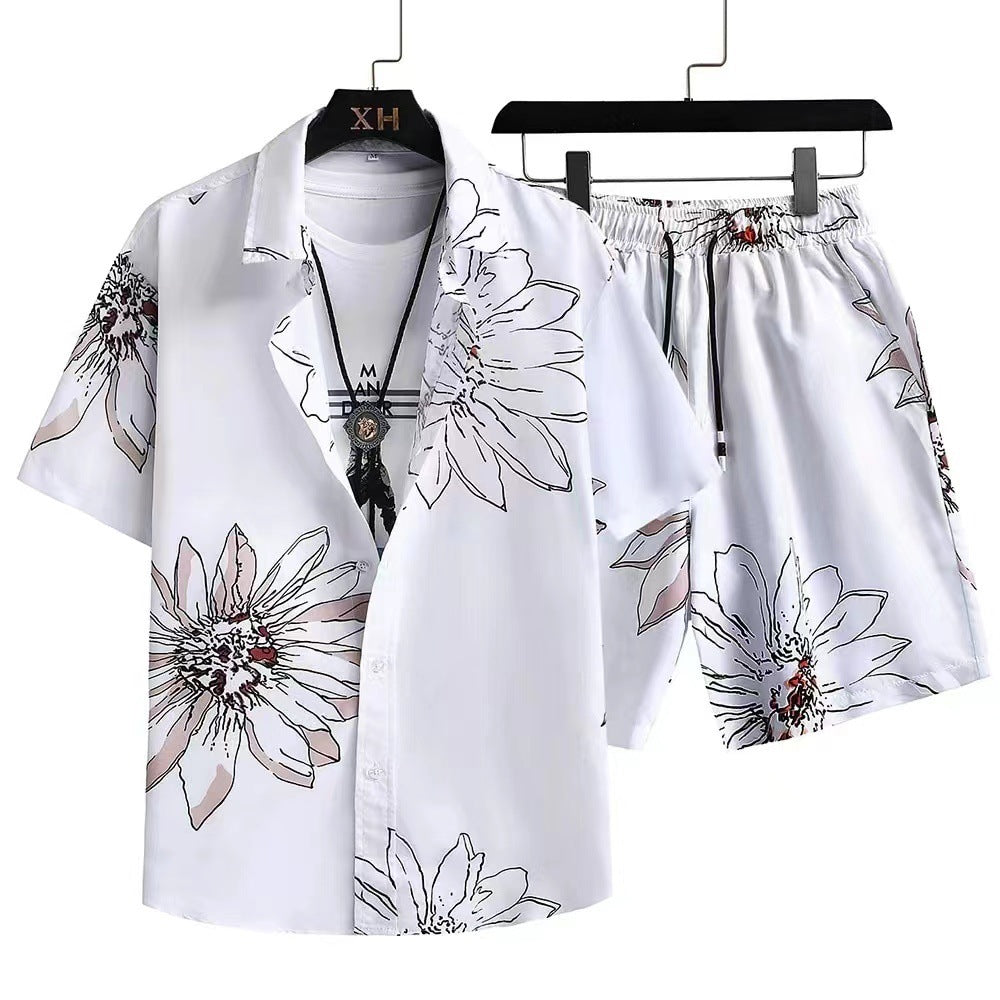 Men's Plus Size Casual 3D Digital Print Short Sleeve Hawaii Suit