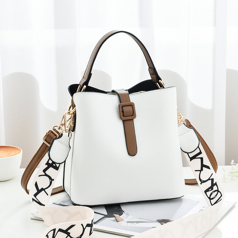 Medium PU Bucket Shoulder Bag for Women with Zipper Closure