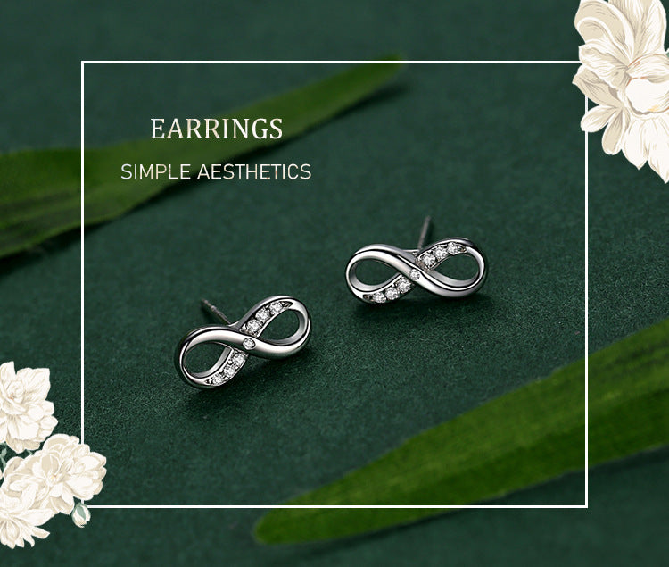 Boucles d'oreilles clous en argent sterling 925 avec nœud et zircon