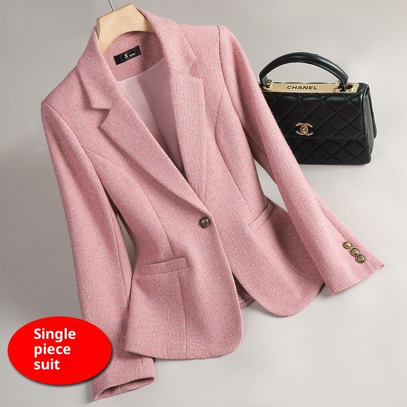Women's Wool Suit Jacket in Pink, Brown & Gray - Sizes S-XXXL