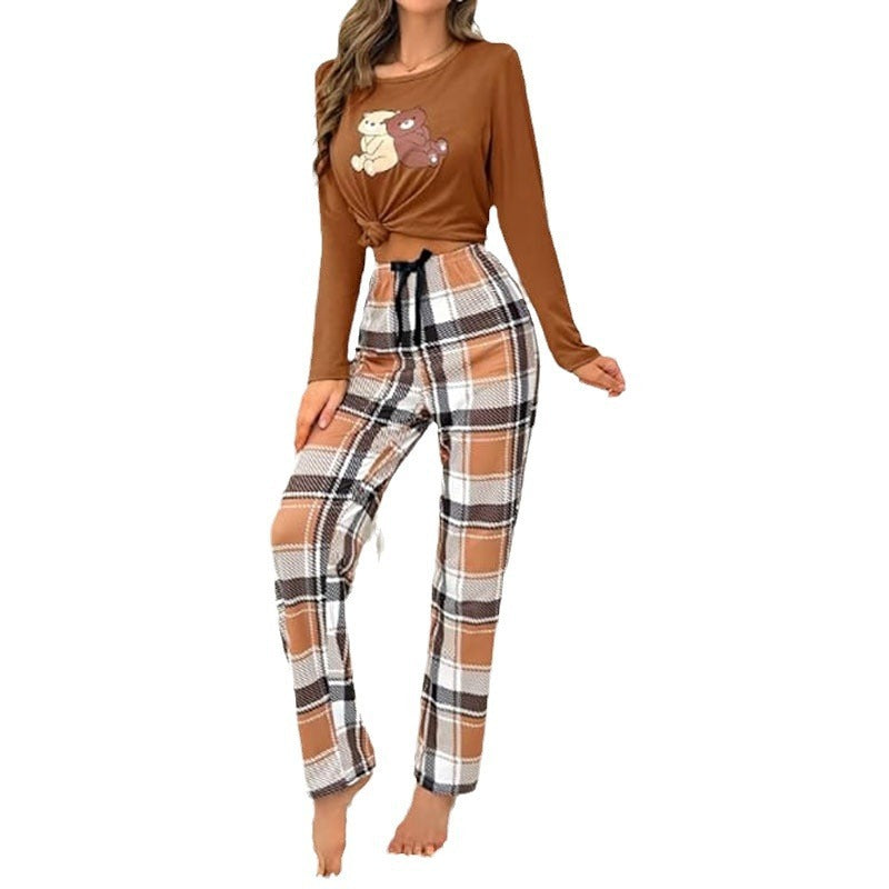 Ensemble de pyjama à carreaux automne-hiver - Haut à manches longues et pantalon