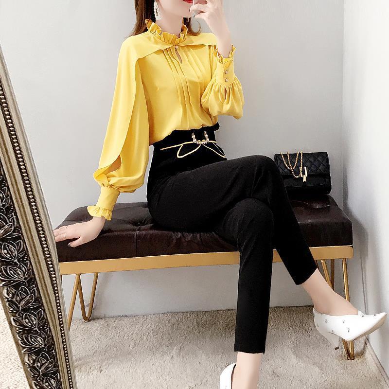 Two-Piece Women's Cotton Shirt with Beading in Light Mature Style