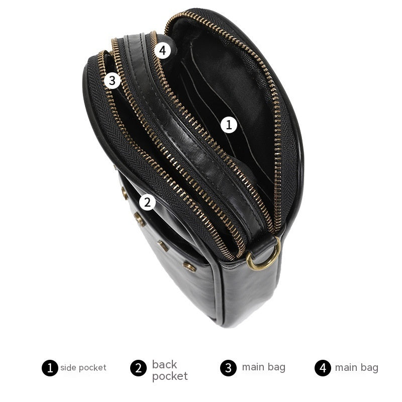 Men's Street Fashion PU Leather Crossbody Phone Bag in Black & Coffee