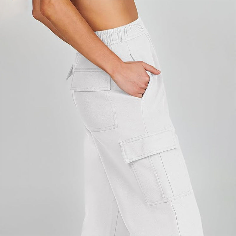 Pantalon de jogging taille haute élastiqué avec poches