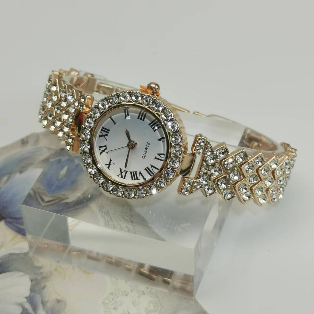 Diamond-Studded Starry Sky Quartz Watch Bracelet for Women – Gold, Rose Gold, Silver, 27mm Dial