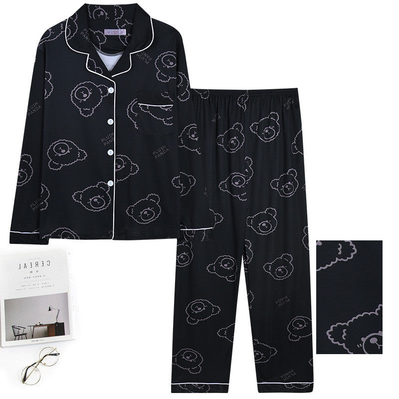 Ensemble de pyjama pour femme grande taille avec cardigan à revers et manches longues