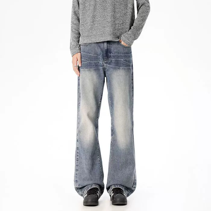 Washed Vintage Loose Straight-Leg Cotton Pants for Men