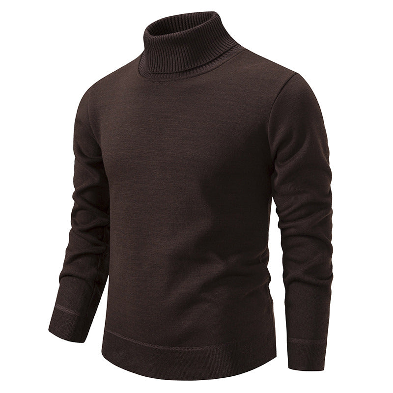 Men's Fleece-Lined Turtleneck Pullover Sweater Long Sleeve Knitted Top