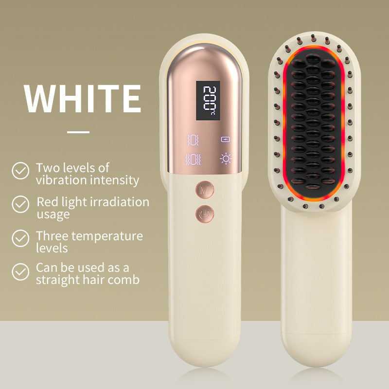 Mini Peigne Lissant Chauffant avec Ions Négatifs Soin Capillaire Doux Massant